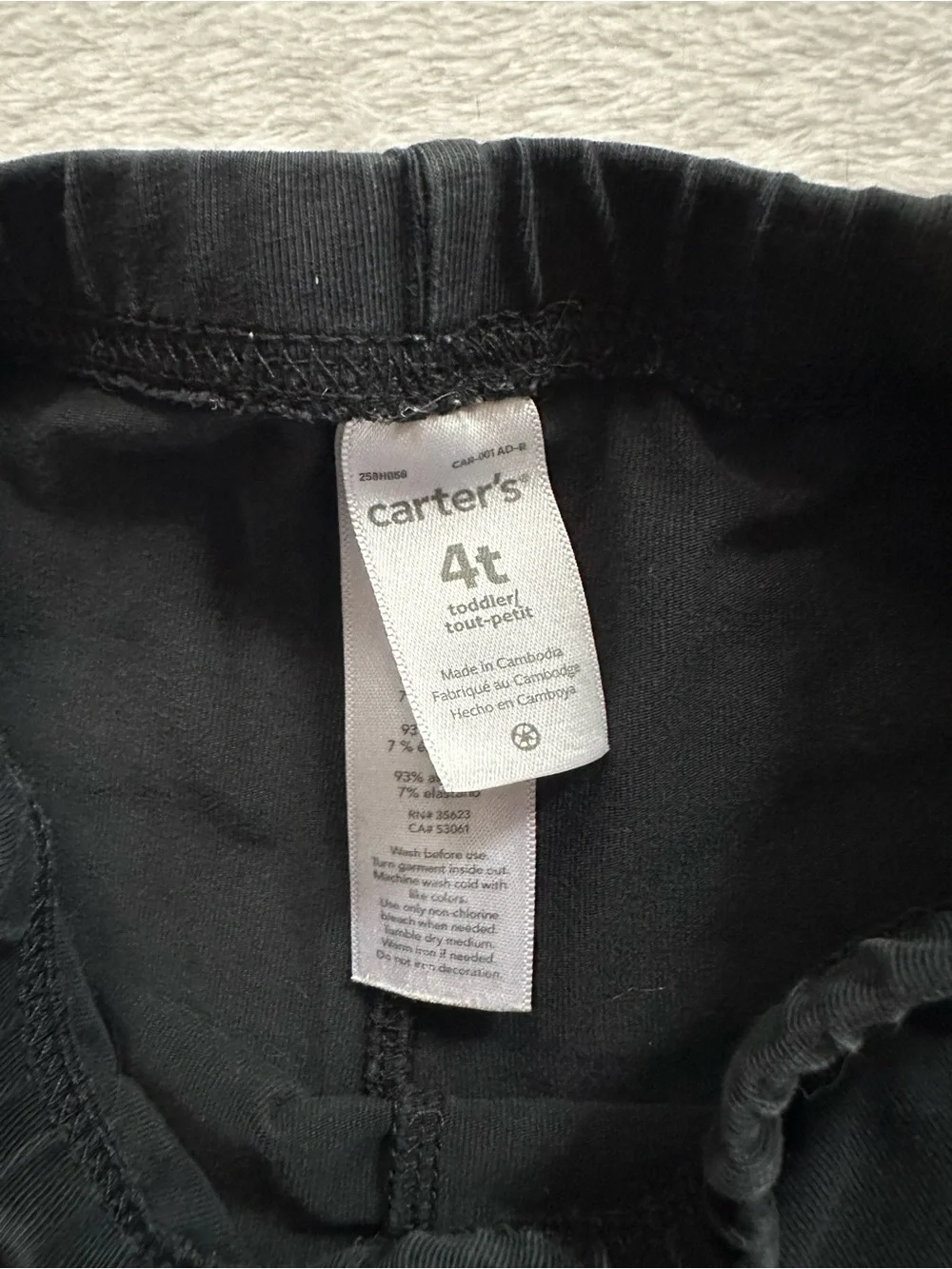 Carter’s Cartwheel Shorts Black Toddler Girls Size 4T Pull On Stretchy Biker
